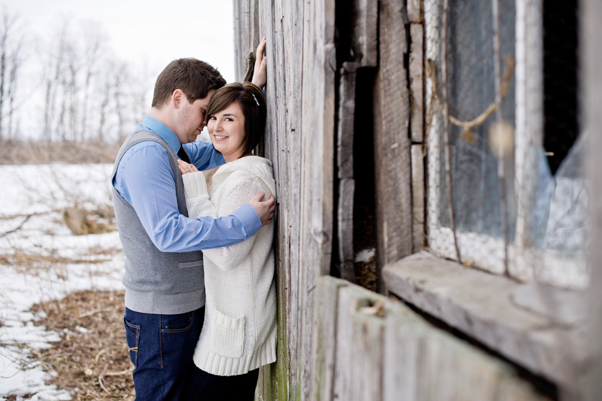 rustic, winter, engagement, kemptville